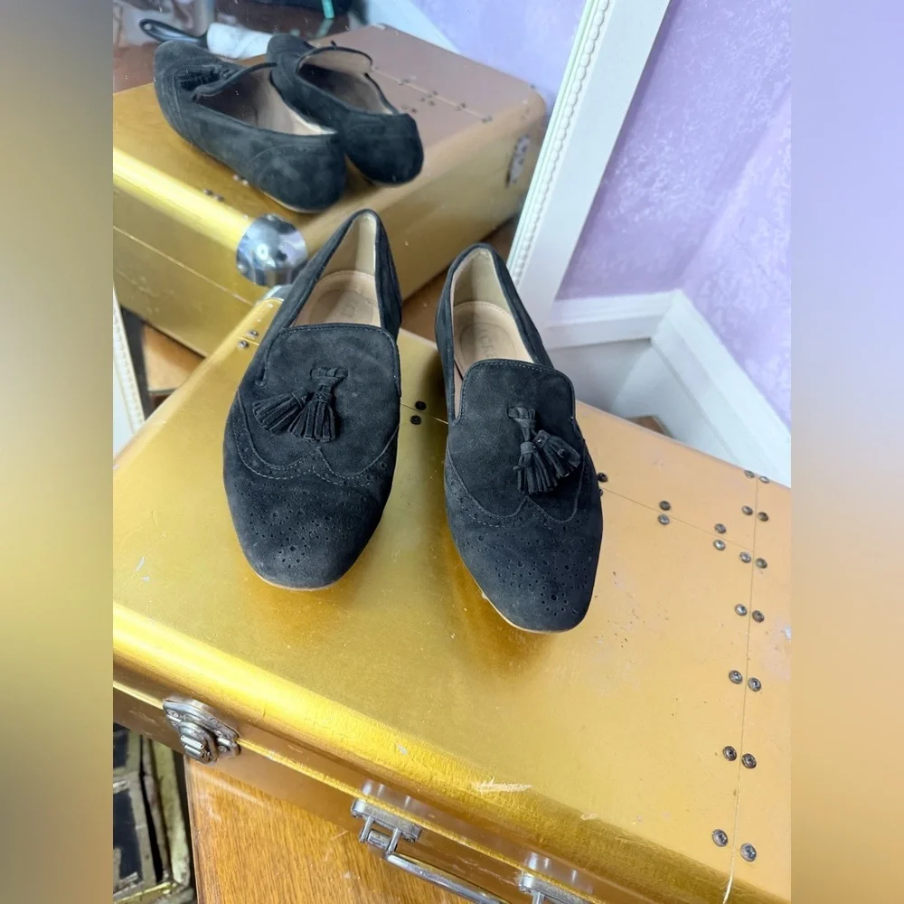 J. Crew Black Suede Tassel Loafers